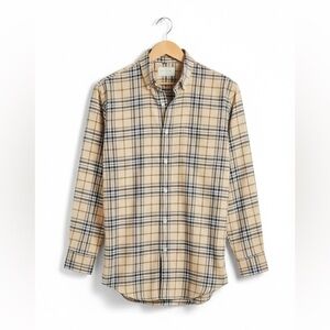 Brooks Brothers Vintage Beige and Black Long Sleeve Plaid Button Down Shirt